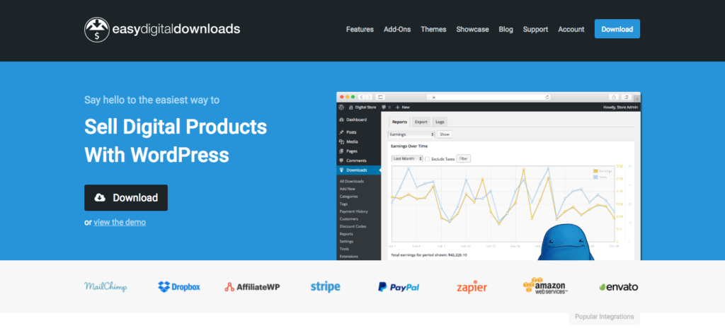 easy digital downloads (edd) homepage