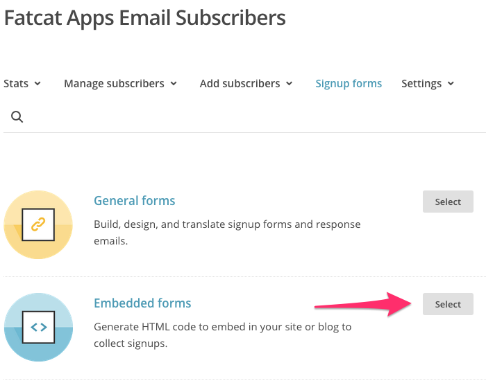 embedded mailchimp forms