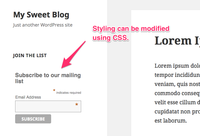 mailchimp sidebar widget in wordpress