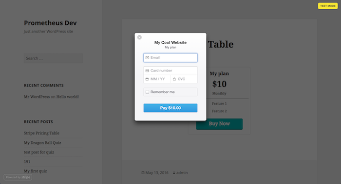 stripe pricing table
