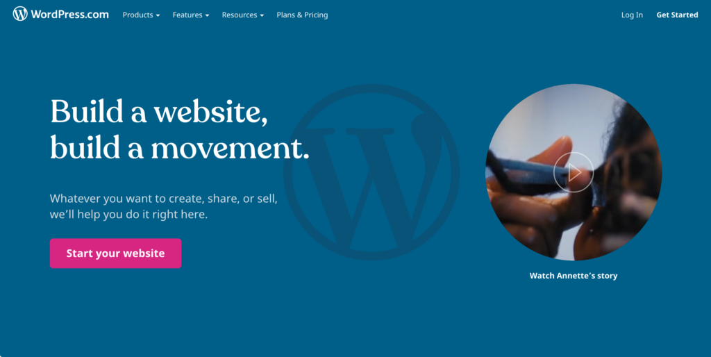 Wordpress.com homepage